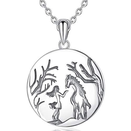 CELESTIA Celtic Horse Head Necklace Women Sterling Silver Pendant Horse Jewelry Gifts for Girls Men and Horse Lovers