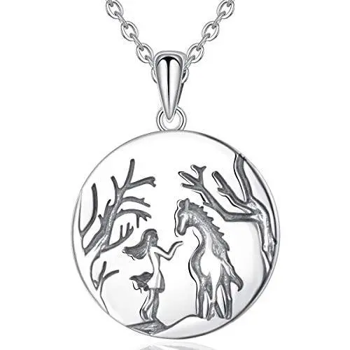 CELESTIA Celtic Horse Head Necklace Women Sterling Silver Pendant Horse Jewelry Gifts for Girls Men and Horse Lovers