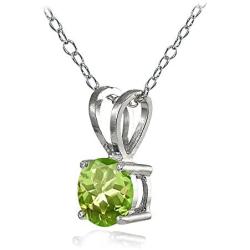 Ice Gems Sterling Silver 7mm Round-Cut Genuine, Created or Simulated Birthstone Gemstone Solitaire Necklace, 18''