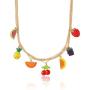 Gold Plated Colorful Fruits Pendant Charms Chain Necklace for Women Girls Teen Girls