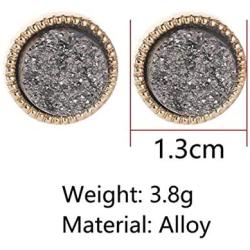 Lenias 6 Pairs Druzy Crystal Stud Earrings Round Triangle Cute Studs Earrings Set Pierced Fashion Jewelry for Women Men Girls