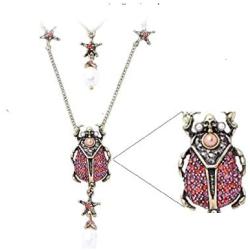 NORTHSTAR PEARLS AND JEWELRY: Beetle Scarab Insect Fashion Necklace for Adults Vintage Gold-Tone, Victorian Style. A Skull and Stars Necklace.