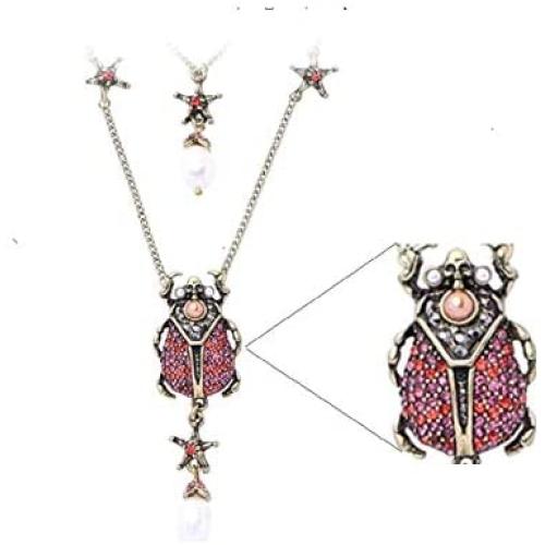 NORTHSTAR PEARLS AND JEWELRY: Beetle Scarab Insect Fashion Necklace for Adults Vintage Gold-Tone, Victorian Style. A Skull and Stars Necklace.