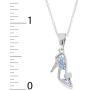 Disney Womens Jewelry Princess Sterling Silver Crystal Shoe Shaker Pendant,18''