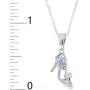 Disney Womens Jewelry Princess Sterling Silver Crystal Shoe Shaker Pendant,18''