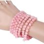 6mm Pink Crystal Beads Long Necklace Rose Quartz Stone Strand Handmade Necklaces 47
