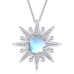 Cuoka Sun Necklace 925 Sterling Silver Moonstone Necklace for Women Sunshine Necklace Sun Pendant Jewelry