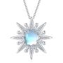Cuoka Sun Necklace 925 Sterling Silver Moonstone Necklace for Women Sunshine Necklace Sun Pendant Jewelry