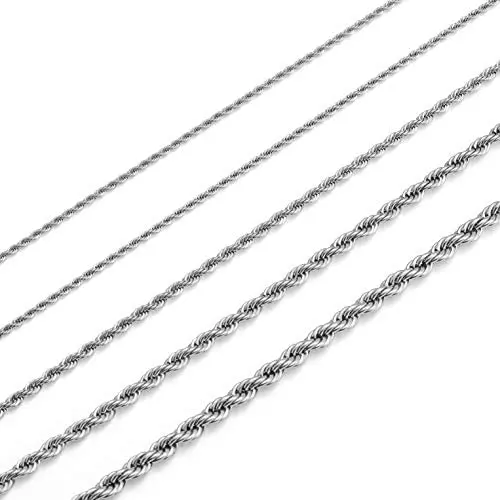 MEMGIFT Rope Chain Choker Necklaces for Women Men Boys Teen Girls 2mm 2.5mm 3mm 4mm 5mm 16-28 Inches Chain Simple Fashion Trendy Jewelry Gifts for Mom Dad Sister Son Daughter Wife MEMGIFT Rope Chain Choker Necklaces for Women Men Boys Teen Girls 2mm 2.5mm 3mm 4mm 5mm 16-28 Inches Chain Simple Fashion Trendy Jewelry Gifts for Mom Dad Sister Son Daughter Wife