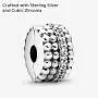 Pandora Jewelry Beaded Clip Cubic Zirconia Charm in Sterling Silver Pandora Jewelry Beaded Clip Cubic Zirconia Charm in Sterling Silver