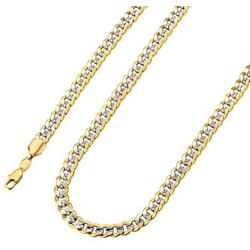 ChainsHouse Cuban Chain Necklace for Men Women Two-Tone Jewelry 6mm-10mm Wide 18K Gold Plated Curb Link Chain (18'',20'',22'',24'',26'',28'',30''), Send Gift Box