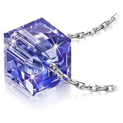 NINASUN Mothers Day Cube Square Crystal Necklace With 925 Sterling Silver Chain＆Crystal from Austria Pendant Necklace for Women Girls