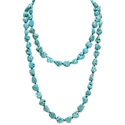 Turquoise Beads Endless Necklace Long Knotted Stone Multi-Strand Layer Necklaces Handmade Jewelry