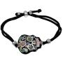 Elosee Sugar Skull Hand Painted Charm Suede Adjustable Bracelet