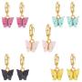 5 Pairs Butterfly Earrings Acrylic Gold Colored Drop Earrings Sweet Colorful Animal Butterfly Stud Earrings Boho Delicate Insect Dangle Earrings Party Jewelry for Women Girl