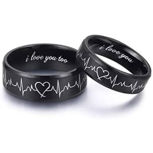 Heartbeat Rings for Couples I Love You Matching Promise Rings Wedding Bands Sets for Him and Her with Box Stainless Steel Comfort Fit Heartbeat Rings for Couples I Love You Matching Promise Rings Wedding Bands Sets for Him and Her with Box Stainless Steel Comfort Fit