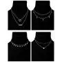 BBTO 9 Pieces Women Girls Layered Choker Necklace Sliver Layered Pendant Choker Jewelry Set (Style 1)