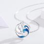 Dolphin Necklace Wave Necklace Sterling Silver Jumping Dolphin Pendant Sterling Silver Blue Gradient Wave Dainty Jewelry Birthday Friendship Gift for Women Girlfriend Teen
