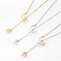 UALGL Y-Shaped Long Vertical Pendant Necklace Stainless Steel 18K Rose Gold Plated Choker Necklace Adjustable Clavicle Chain for Women or Girls