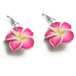 CHADADA Jewelry Hawaiian Fimo Plumeria Flower Dangle Earrings Handmade for Women, 30 mm