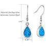 FANCIME Sterling Silver Opal Dangle Earrings White Fire/Blue Teardrop/Oval/Spiral Ribbon Hook Drop Earrings October Birthstone Fine Jewelry for Women Girls