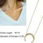 Fettero Women Crescent Moon Necklace Gold Double Horn Upside Down Moon Half Pendant 14K Gold Plated Dainty Chain Minimalist Simple Jewelry Gift