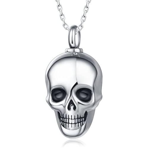 UNY Trendy Stainless Steel Skull Pet Urn Ashes Pendant Memorial Ash Keepsake Cremation Necklace Jewelry