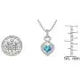 Dazzlingrock Collection 14K Gold 5 MM Heart Cut Blue Topaz & Round Diamond Heart Pendant (Silver Chain Included)