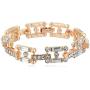 Steve Madden Womens Rhinestone Square Link Rose Gold-Tone Bracelet