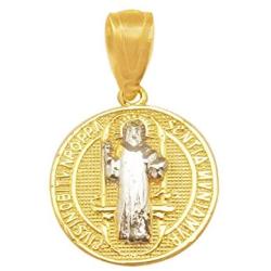 AMZ Jewelry 10k Yellow Gold Medalla De San Benito Saint St Benedict Pendant Charm