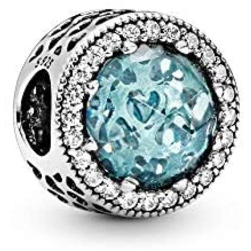 Pandora Jewelry Sparkling Glacier Blue Crystal and Cubic Zirconia Charm in Sterling Silver