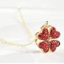 DORAFO Four-Hearts Clover Necklace Fodable and Rotating Simulated Diamond Gold Necklace for Women Girls | Fortune Necklace for Her