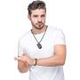 Jstyle 2Pcs Stainless Steel Black Dog Tag Cross Necklace Pendant Necklace for Men Lords Prayer Necklace Military Tag with Rolo Chain Wheat Chain