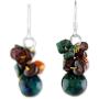 NOVICA Multi-Gem Carnelian .925 Sterling Silver Cluster Earrings Tropical Oasis