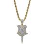 MoCa Jewelry Unisex Hip Hop Iced Out Bling Novelty Rose Flora Flower Pendant Necklace with 24 Inch Stainless Steel Rope Chain for Men Women