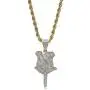 MoCa Jewelry Unisex Hip Hop Iced Out Bling Novelty Rose Flora Flower Pendant Necklace with 24 Inch Stainless Steel Rope Chain for Men Women