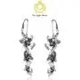 Big Apple Hoops - Mothers Day Jewelry Orchid Flowers Dangle Earrings Made from Real Solid 925 Sterling Silver Oxidized Finish Big Apple Hoops - Mothers Day Jewelry Orchid Flowers Dangle Earrings Made from Real Solid 925 Sterling Silver Oxidized Finish