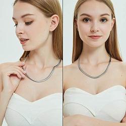Jewelry Kingdom 1 Snake Chain Necklace for Men Women 6MM Flexible Flat Herringbone Chains Italian Solid Stainless Steel Black/Silver / 14K Gold Plated