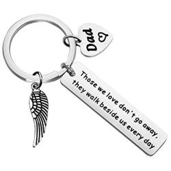 AKTAP Mom Dad Memorial Keychain Gift Those We Love Dont Go Away They Walk Beside Us Everyday Loss Brother Son Jewelry Angel Wing in Memory of Grandpa