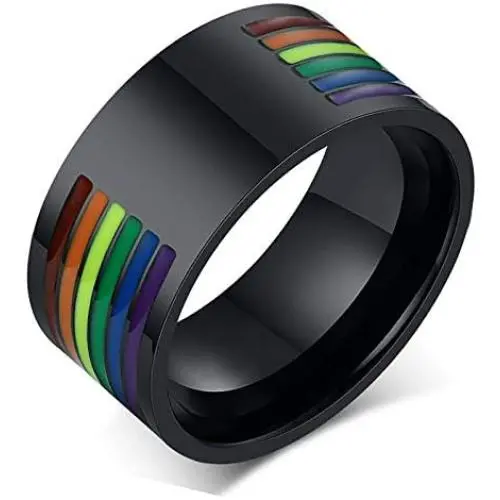 yfstyle Rainbow LGBT Pride Ring for Gay Lesbian 10mm LGBTQ Engagement Rings for Men Stainless Steel Enamel Pride Bands Black Silver Size 7-12 Jewelry Gifts yfstyle Rainbow LGBT Pride Ring for Gay Lesbian 10mm LGBTQ Engagement Rings for Men Stainless Steel Enamel Pride Bands Black Silver Size 7-12 Jewelry Gifts