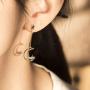 Cat Moon and Star Earrings Sterling Silver Stud Earrings Silver and Gold Star Dangle Earrings Cat Lover Gifts for Women
