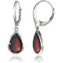 Sterling Silver Gemstone Teardrop Dainty Leverback Dangle Earrings