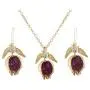 KOEDLN Cute Pomegranate Necklace Earrings Jewelry Set Purple Crystal Fruit Jewelry for Women Girls