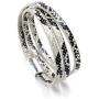 HUNO Multilayer Leopard Textured Cuff Bracelets Magnetic Buckle Snakeskin PU Leather Wrap Cuff Bangle for Women Girls
