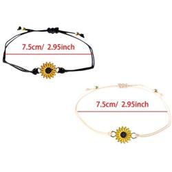 4 Pack Handmade Sunflower Bracelet Friendship Jewelry for Women Girl