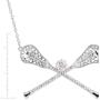 Crystaluxe Lacrosse Sticks Necklace with Swarovski Crystals in Sterling Silver, 16'' + 2'' Extender