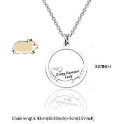 WUSUANED Pet Lover Gift Hamster Wheel Necklace Crazy Hamster Lady Hamster Lover Pendant Necklace Animal Lover Jewelry Gift for Women