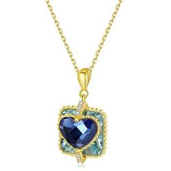 SISMIURRA Heart Four Leaf Clover Love Pendant Necklace S925 Sterling Silver 5A Cubic Zirconia Charm Necklace for Women