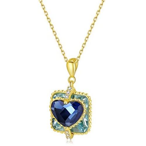 SISMIURRA Heart Four Leaf Clover Love Pendant Necklace S925 Sterling Silver 5A Cubic Zirconia Charm Necklace for Women