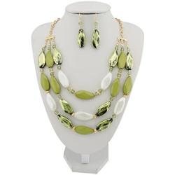 Bocar 3 Layer Beads Statement Necklace Earring for Women Jewelry Set